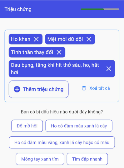 3. Nhập triệu chứng